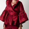 Lässige Puffärmel Rüschen Bluse Büro Damen Uni Farbe Wickelshirts Revers Kragen Elegantes Hemd Damen Mode Weiblich