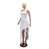CM.YAYA Women Strapless Sleeveless Ruched Stacked Mini Dress 2025 Summer Beach Vacation Party Birthday Street Sexy Dresses
