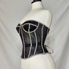 Women Abdomen Corset Crops with Bra Shiny Rhinestone Transparent Breathable Mesh Hand Made Bodices Push Up Bustiers Custom Made