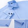 Men's French cufflink shirt with long sleeves slim fit concealed buttons solid color high end wedding dress formal men's
