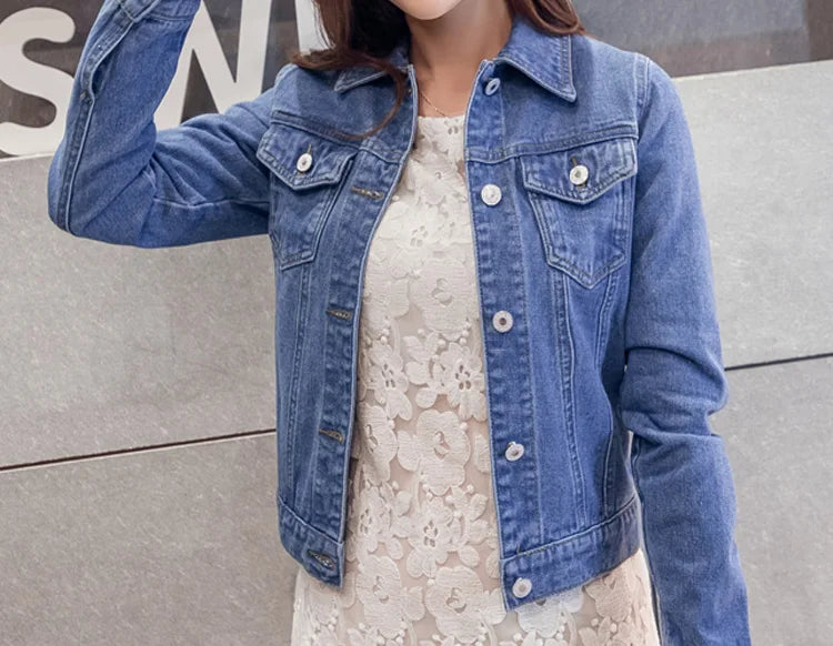 New Women's Denim Jacket Spring and Autumn 2026 Casual Short Denim Jacket Women's Korean Version Solid Color Jacket Clothes
