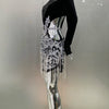 2024 Luxus Diamanten Quasten Sexy Cut-Out Gekerbte Schwarze Minikleid Damen Abendparty Vestido Feiern Club Party Outfit