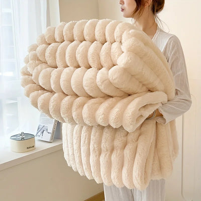 Leichte Luxus-Decke aus Kaninchensamt, einfarbig, multifunktional, Winter, dick, warm, Flanell, für Schlafzimmer und Wohnzimmer