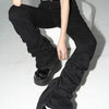 REDDACHiC Black Ruched Flare Jeans Women Solid Stretch Bootcut Stacked Pants High Rise Trousers Harajuku Goth Grunge Y2k Clothes