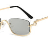 Halbrahmen Eckige Sonnenbrille für Damen Luxusmarke Kleine Metall Retro Rechteckige Schwarze Sonnenbrille Damen Mode Brille