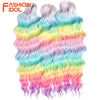 FASHION IDOL 24-Zoll Häkelhaar Synthetische Wasserwelle Flechthaarverlängerungen Ombré Regenbogenfarbe Kunsthaar Deep Wave Lockenhaar