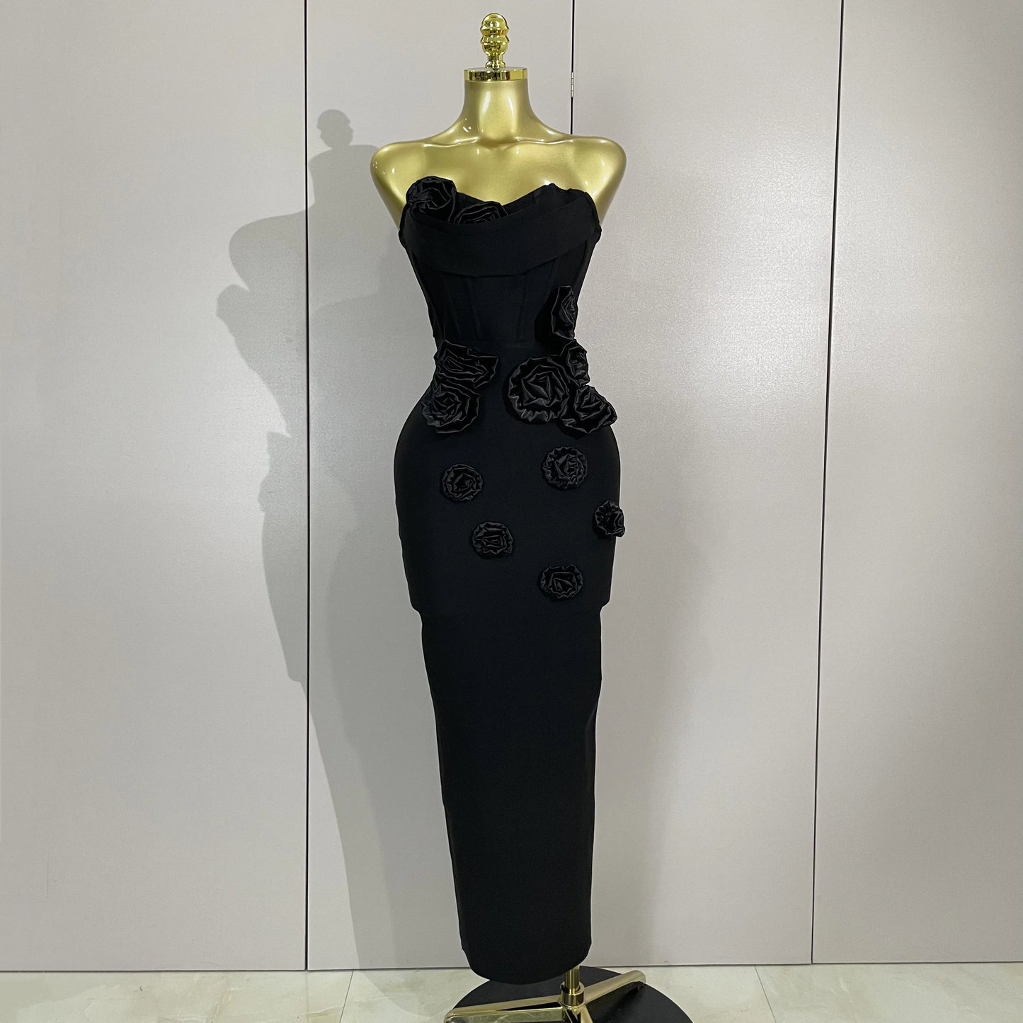 Sexy Fashion White Elegant Strapless Flower Bodycon Long Dress Women Casual Streetwear Club Birthday Party Slim Elegangt Dresses