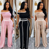 Casual Women's Solid Color Set with Diagonal Shoulders and Wide Legs, Two Piece Set, Summer 2025