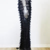 Cryptographic Fashion Tiered Mesh Sheer Flare Pants Rave Festival Outfits for Women Halloween Sexy Pants Streetwear Bottoms