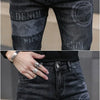 Fashion Printed Jeans Men's Korean Brand Embroidery Badge Pattern Youth Ripped Small Feet Teenagers Cowboy Pencil Pants