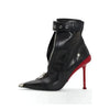 Gürtelschnalle Reißverschluss vorne Modenschau Stiefeletten Damen Herbst Winter Neu Spitz Metallverzierung Rote High Heels Ankle Boots