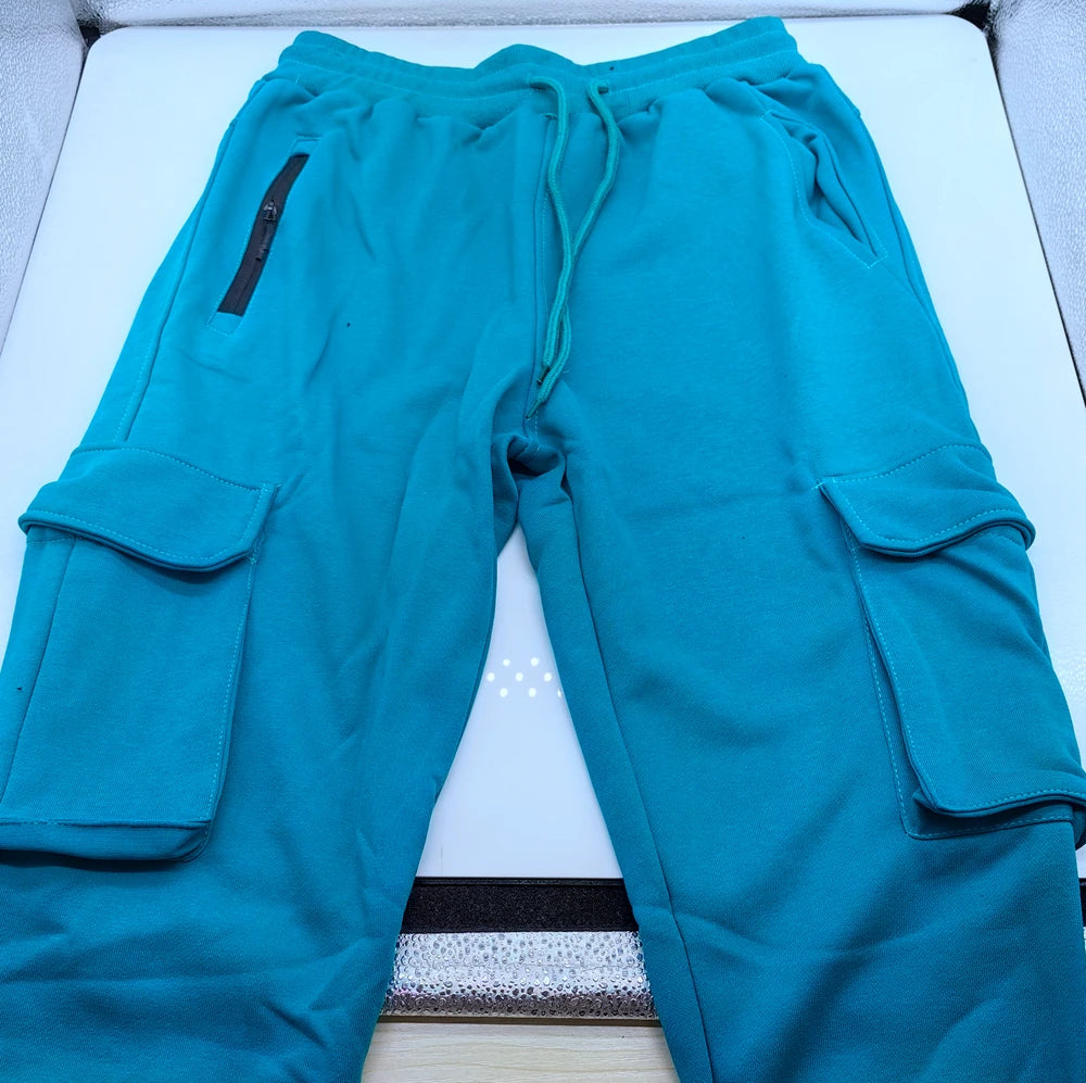 Men's Thick Cotton Training Sets Hoodie Casual Sports Pullover Hooded 2-piece Top with Pants Sweatshirts Gym Running Tracksuits