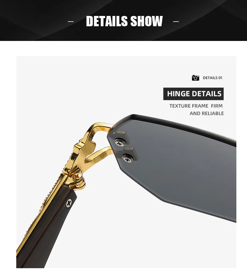 Small Frame Hexagon Rimless Sunglasses Men Retro Frameless Sun Glasses for Women 2024 Luxury Brand Square Eyewear UV400 Shades