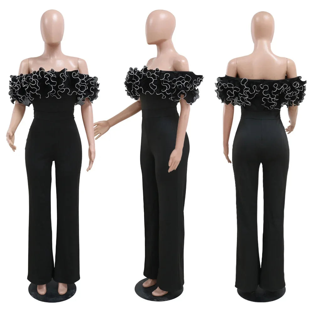 Sexy Jumpsuit mit Slash-Ausschnitt, figurbetont, für Damen, Overall, Rose, Einteiler, Damen, Club-Overalls, Promi-Outfits, Party, Sexy Rompers