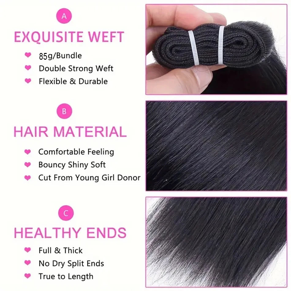 Großhandel Kurze Echthaar-Webart Knochenglatt Brasilianische Echthaar-Bündel Naturhaarfarbe Haarverlängerungen 100 Gramm Günstig