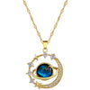 Stainless Steel Zircon Planet Star Pendant Necklace For Women Elegant Aesthetic Clavicle Chain Necklace Jewelry Party Gift