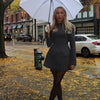 Dulzura Langarm Reißverschluss Bodycon Minikleid mit Taschen Einfarbig Elegantes Outfit Büro Streetwear Damen Herbst Winter Kleidung