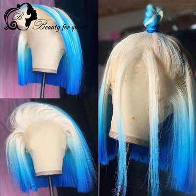 Honey Blonde Ombre 60 Pink Blue Purple Colored 13x4 Lace Front Human Hair Wigs For Woman Yellow Green Blonde Human Hair Wigs