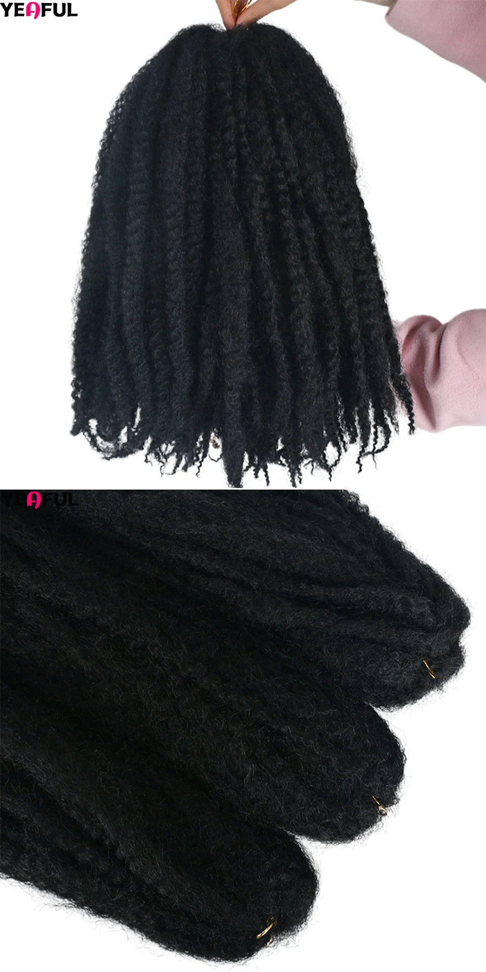 Yeaful 18 Inch Synthetic Marley Twist Braiding Hair Red Black Brown Ginger Bug Blonde #4 Pre Looped Marley Twists Crochet Hair