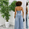 Summer New Style Women's Jumpsuit High Waist Denim Sleeveless Collared Pant One Piece Suit Chinese Manufacturer Origin