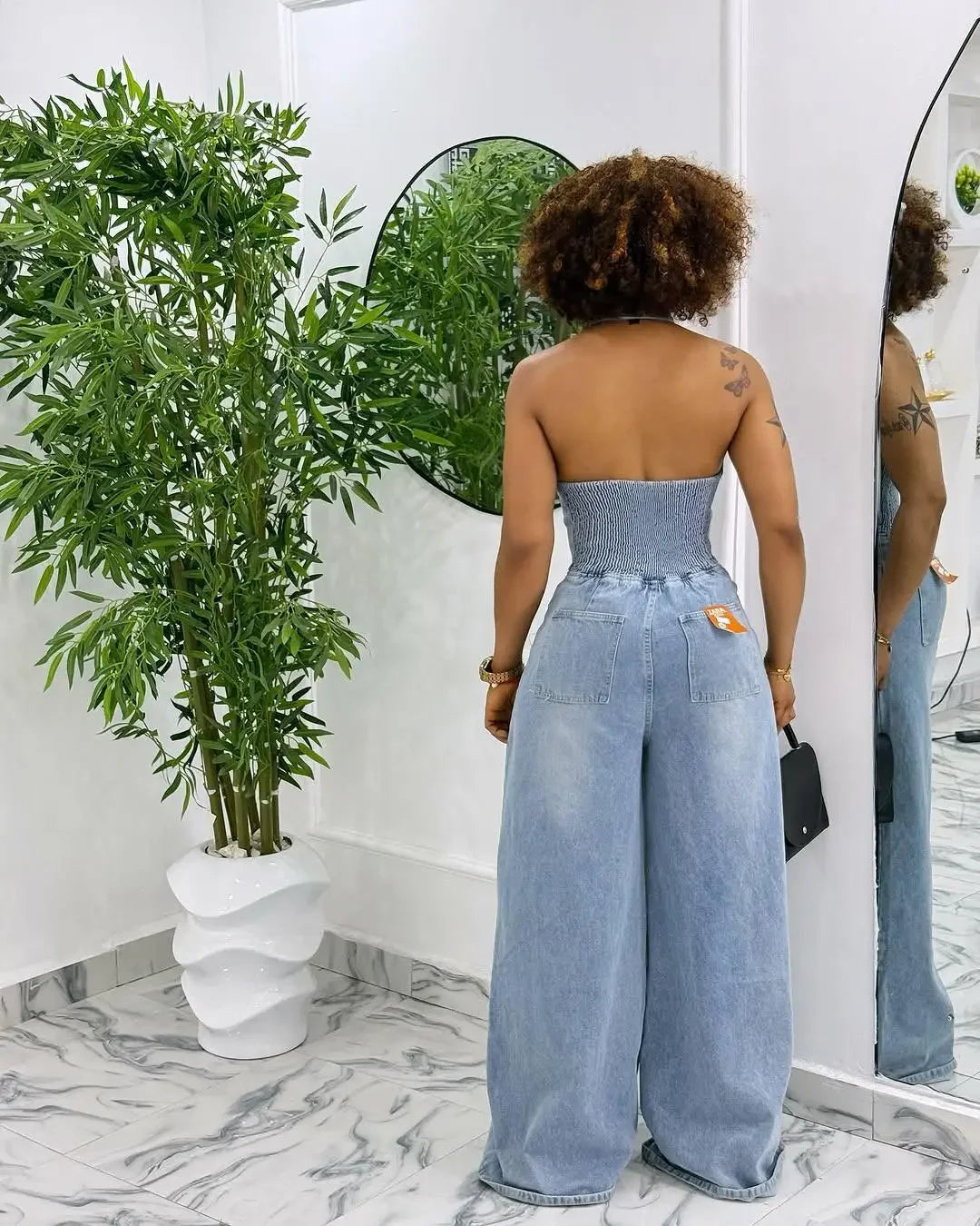 Summer New Style Women's Jumpsuit High Waist Denim Sleeveless Collared Pant One Piece Suit Chinese Manufacturer Origin