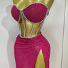Sparkly Sequins Diamond Birthday Party Two Piece Set Evening Dress 2025 Women Sexy Singer Dancer NightClub Bar Performan Costume