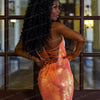 SERENDIPIDTY Halter Sequins Straight Bodycon Dress Mini Length See Through Orange Cocktail Dresses Custom Made Any Color Gown