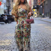 CM.YAYA Fashion Print Women's Set Strapless Top and Wide Leg tassel Pants Summer Cargo Street Two 2 Piece Set Outfit Tracksuit