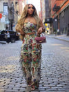 CM.YAYA Fashion Print Women's Set Strapless Top and Wide Leg tassel Pants Summer Cargo Street Two 2 Piece Set Outfit Tracksuit