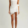 Articat Sexy Trägerloses Bandagenkleid, Zweilagiges Mesh-Patchwork, Damen, Transparent, Blumen-Bänder, Vestidos, Party, Clubwear