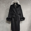 UCXQ Elegant OL Office Lady Overcoats Fur Patchwork Long Sleeve Woolen Coat Beautiful Women's Clothing Jacket Autumn 2025 Winter