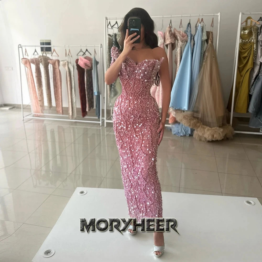 MORYHEER Exquisite Pearls Prom Dresses Sweetheart One-shoulder Mermaid Pageant Party Gown Vestidos De Gala Customized Plus Size