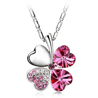 TRPOPSYN Crystal 4 Four Leaf Leaves Clover Pendant Necklaces Lover Birthday Gift Quality Fashion Jewelry Dropshipping Charm Girl