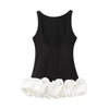 TRAFZA Sexy Solid White Flower Bud Tierred Red Mini Dress Safety Pants Women Dress New 2025 Spring Autumn Fashion Party Dress