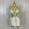 2026 Women Sexy White Halter Neck Perspective Hollow Mini Dresses Summer Backless Nightclub Party Evening Club Performance Dress
