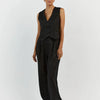 Clacive Summer White Linen Two Piece Set For Women 2023 Fashion Sleeveless Tank Top New In Matching High Waist Wide Pants Set