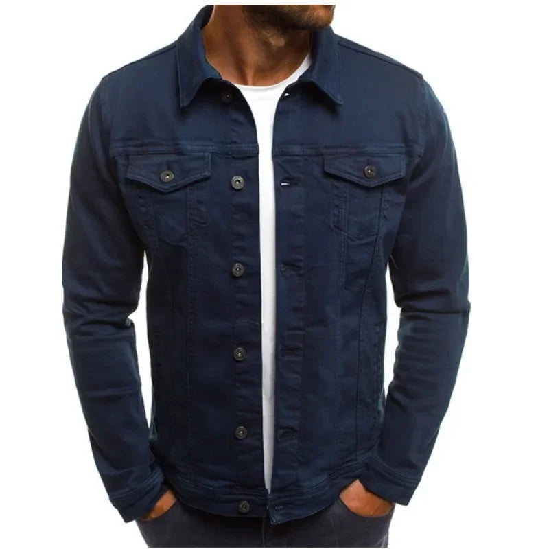 Herren Jeansjacke M-4XL Herbstkleidung Modejacken Einfarbig Business Casual Multi-Taschen Langarm Top Streetwear