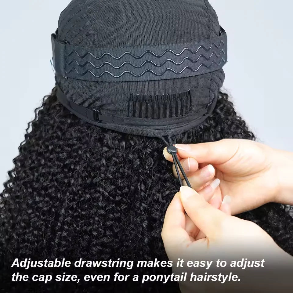 3 IN 1 Flip Over Half Wig With Drawstring Seamless Clip Ins Flip Over Wig 200 Density Glueless Wigs Human Hair For Women wig