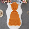Women's Solid Color Sleeveless Round Neck Slim Fitting Fringe Fur Dress for Summer 2025