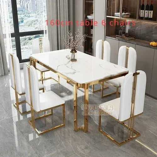 Einzigartige Luxus-Esstischstühle mit modernen Metallbeinen, rechteckiger Esstisch im platzsparenden nordischen Design, Mesa De Comedor Möbel