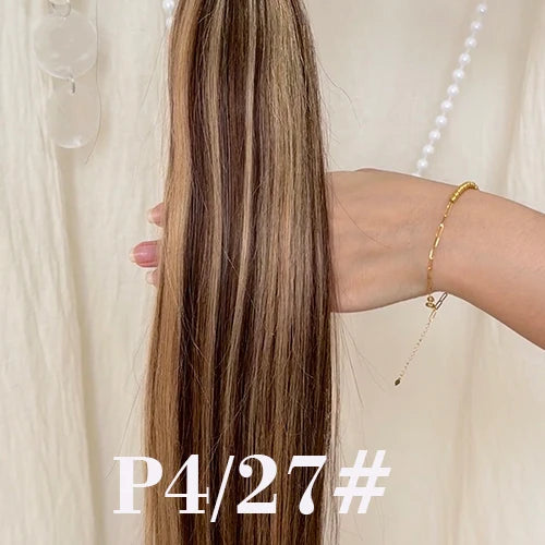 50Pcs Nano Ring Human Hair Extensions Straight Remy Micro Beads Ring Hair Extension 0.5g/0.8g/1g/Strand 12-26Inch Natural Color