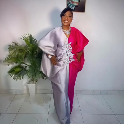 Elegante afrikanische Kleider für Frauen Color Blocking afrikanische Kleider für Frauen für Party Übergroße afrikanische Roben für Frauen