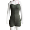 Women's Knitted Ribbed Cargo Pocket Playsuits with Hooded Long Sleeve Top Outfits Jumpsuits Shorts Overalls Birthday Clubwear