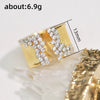 Huitan Trendy Luxury Gold Color Cubic Zirconia Ring for Women Modern Wide Band Finger Ring OL Style Female Jewelry Drop Shipping