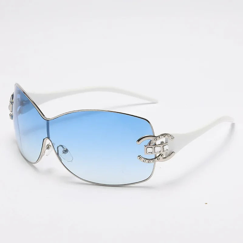 Neue Mode Y2K Sonnenbrille Damen Integrierte Surround Sonnenbrille Retro Designer Damen Brillen UV400 Oculos De Sol