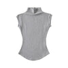 Women Summer Sexy Turtleneck Sleeveless T-Shirts Tops Solid Slim Fit Pullovers Causal Tees Shirts Female Streetwear Basics Tees