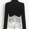 TWOTWINSTYLE Solid Casual Patchwork Diamonds Chain Slim Blazer For Women Notched Collar Long Sleeve Temperament Blazers Female