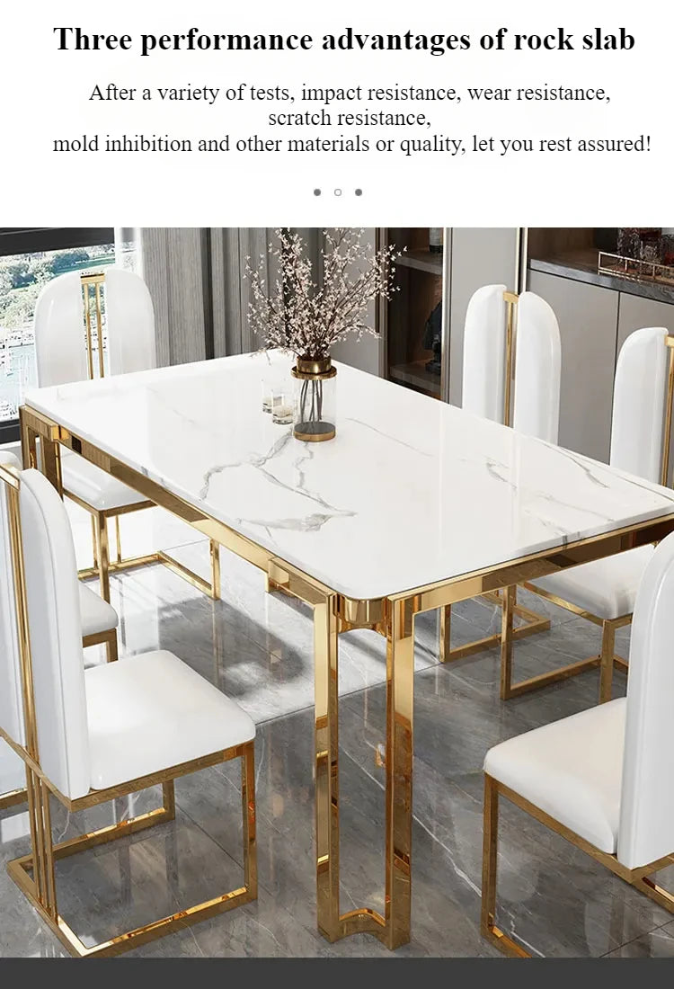 Einzigartige Luxus-Esstischstühle mit modernen Metallbeinen, rechteckiger Esstisch im platzsparenden nordischen Design, Mesa De Comedor Möbel