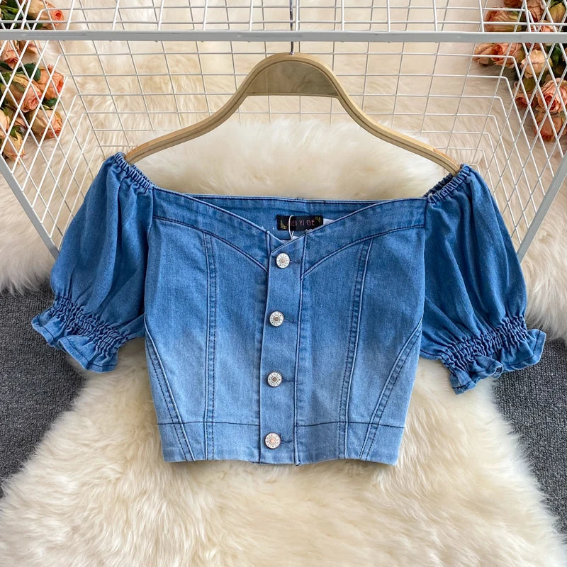 Women Denim 2 Piece Sets Long Skirt Top Suit Skirts Tops Single Breasted Outfits Washed Distressed 2025 Summer Casual Ensemble
