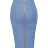 16 Colors Sexy Solid Zipper Orange Blue Black Red Bandage Skirt Women Elastic Bodycon Summer XL XXL Pencil Skirts 58cm